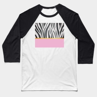 Black and white zebra print on pink, golden lining Baseball T-Shirt